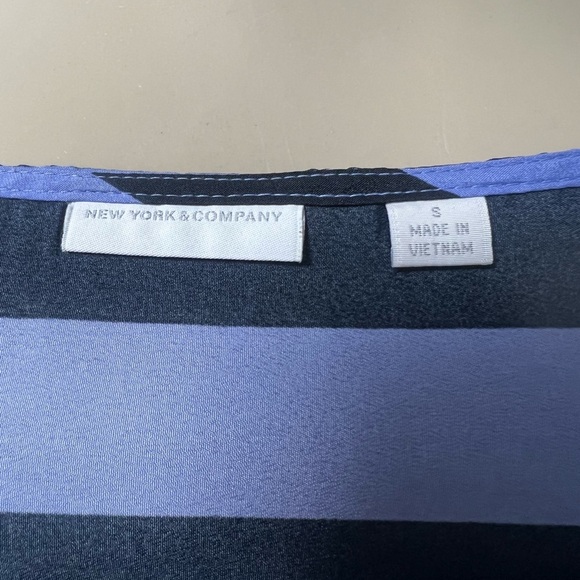 New York & Company Black and Lavender Striped Blouse - Picture 4 of 5